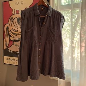 Free People Not So Basic Shirtdress Tunic in Stormy Navy, Sz S